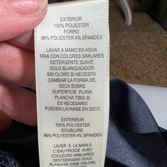 New Eliza J V-Neck Chiffon Long Sleeve Shift Dress Size 6 in Navy Blue - Picture 7 of 13